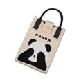 thumbnail image 4 of Bolsa de punto para teléfono para mujeres y niñas, adorable bolso de punto con estampado de panda para teléfono celular Beige, 4 of 8