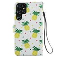 thumbnail image 4 of SaniMore for Samsung Galaxy S23 Ultra Case, Anti-Fall Shock Protection Magnetic Wallet Cover for Samsung S23 Ultra with Hand Strap [Card Holder & Kickstand] PU Leather Painted Pattern, Pineapple, 4 of 7
