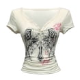 thumbnail image 6 of Arlun Grunge T-Shirts for Women Vintage Graphic Short Sleeve Tees Y2k 2000s Goth V-Neck Tops Soft Comfortable Fitted Lightweight Streetwear 2026 Fashion Outfits 1-White M, 6 of 6