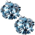 thumbnail image 1 of Metallic Cheer Pom Poms Cheerleading Cheerleader Gear 2 pieces one pair poms(Columbia Blue/Silver), 1 of 2