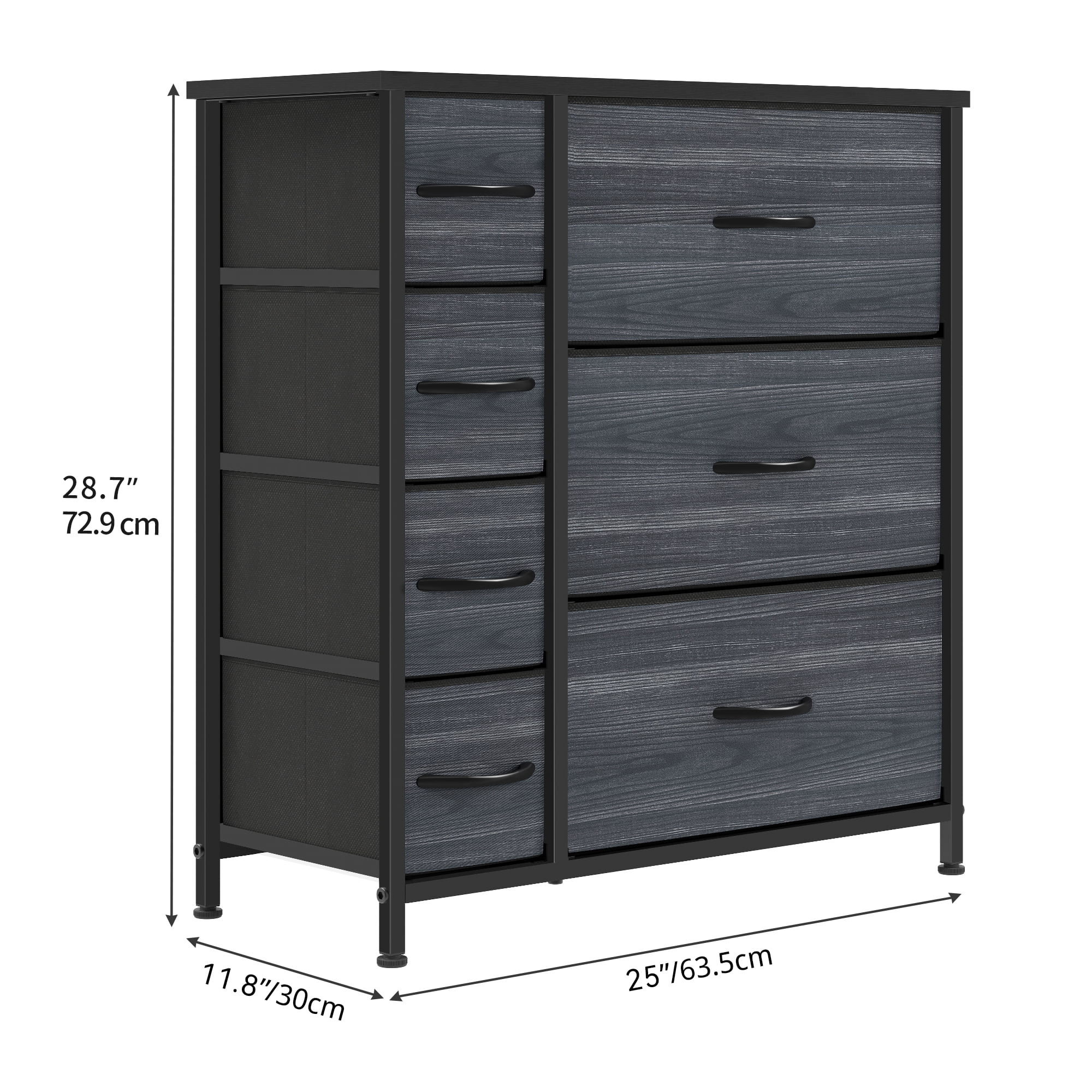 Uforic 7-Drawer Dresser, Storage Organizer for Adults & Teens with Steel Frame & Wooden Top, Black