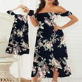 thumbnail image 2 of PENGXIANG Mommy and Me Dress Matching Outfits Off Shoulder Beach Boho Maxi Ruffle Chiffon Dress for Mother and Daughter, 2 of 6