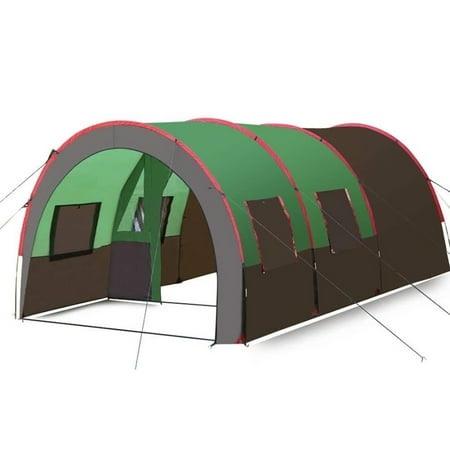 CNMODLE Waterproof 8-10 Person One Bedroom Two Living Room Double Layer Tunnel Family Party Outdoor Camping Large Tent