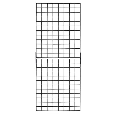 SSWBasics Black 2' X 6" Wire Grid Kit - (2) 2' X 3" Panels-Black Wire Grid Wall Panels - Multi-Purpose Metal Grid Wall for Retail and Craft Fair Display