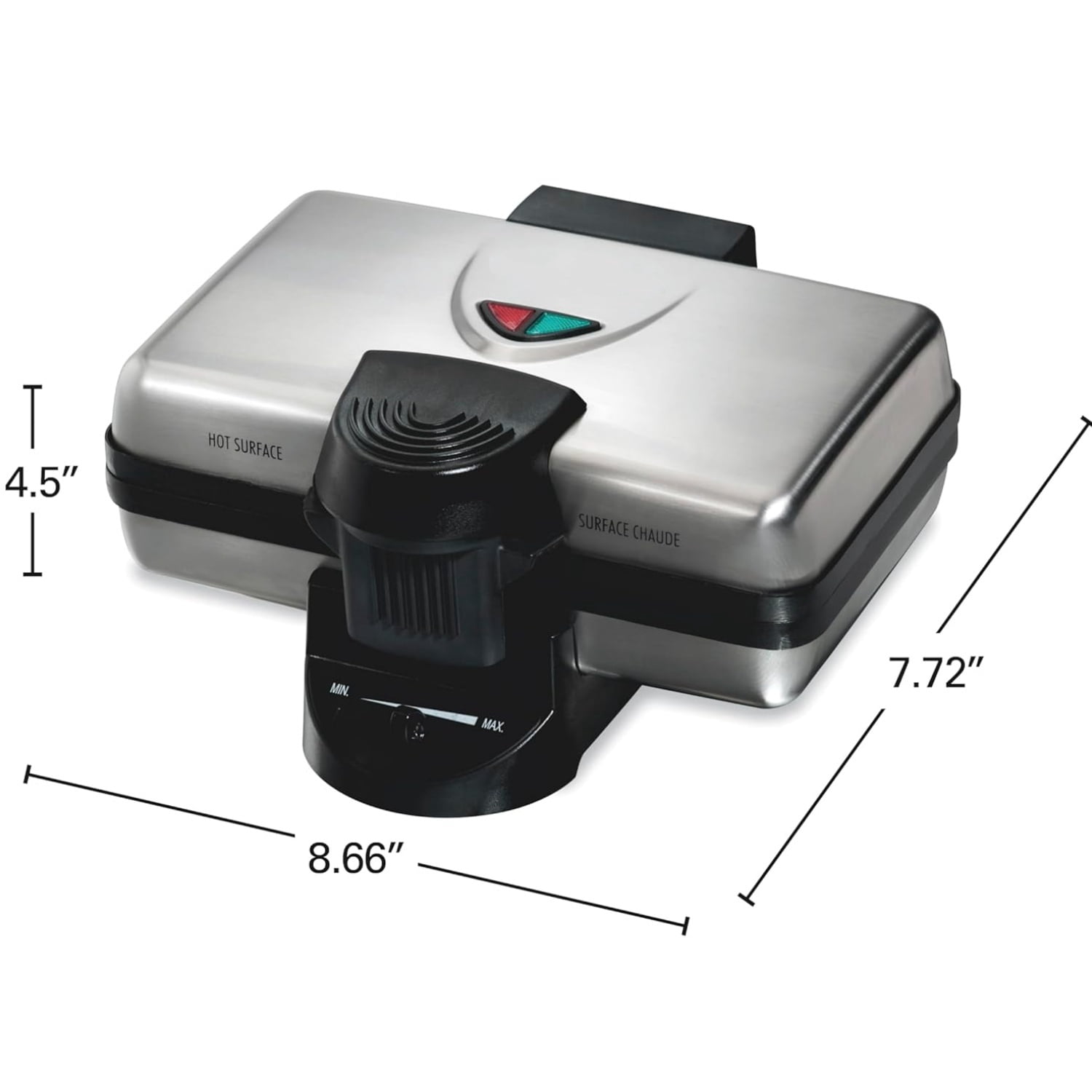 Mini Waffle Maker with Shade Control, Makes 2 at Once, Compact, Stainless Steel