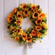 thumbnail image 2 of artificiales con girasol amarillo y hojas para puerta de interior o exterior decoración para hogar 16'' perfecl Corona de girasol falsa, 2 of 6