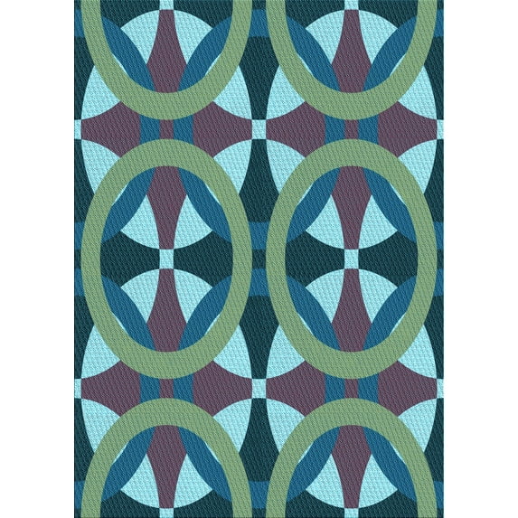 Ahgly Company Indoor Rectangle Patterned Blue Jay Blue Area Rugs, 5' x 8'