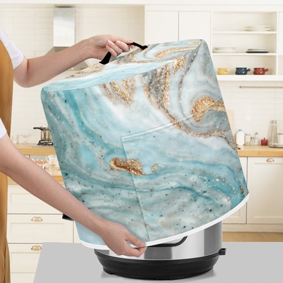Xoenoiee Marble Pattern Kitchen Appliance Dust Cover with Pockets, Electric Pressure Cooker Cover Compatible with Crock Pot, Rice Cooker Cover Air Fryer Cover, 8 qt