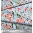 thumbnail image 3 of Soimoi Green Viscose Chiffon Fabric Woodpecker & Peony Floral Printed Craft Fabric by the Yard 42 Inch Wide, 3 of 3