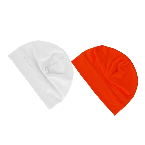 Gorro para dormir de 2 piezas, multifuncional, informal, cómodo, para dormir de noche. Naranja y blanco