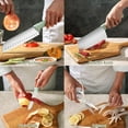 thumbnail image 3 of Kitchen Knife Set, 5-Pieces Professional Chef Knife Set with Universal Knife Block, Non-Stick Sharp Stainless Steel Cooking Knife Set with Sharpener Scissors for Cutting Slicing Dicing, 3 of 7