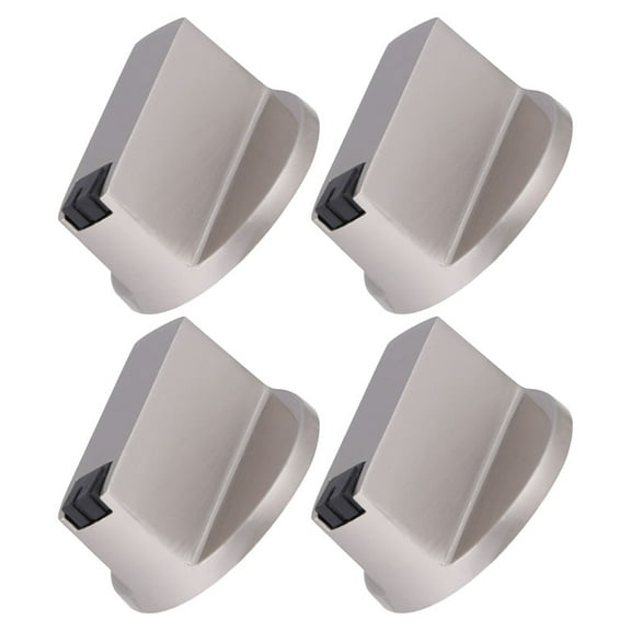 Gas Stove Replacement Knobs Set of 4 Universal Metal Silver 6mm Size for Oven and Cooktop