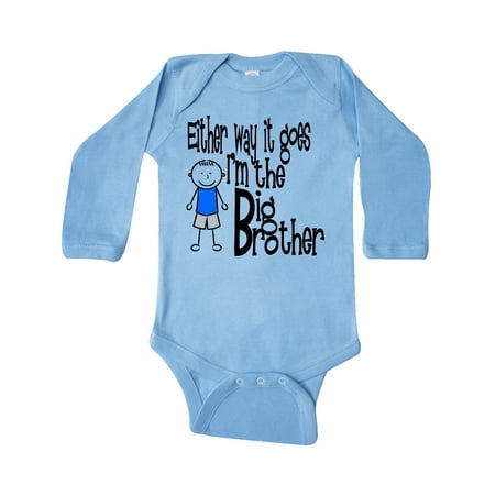 

Inktastic Either Way It Goes I m the Big Brother Gift Baby Boy Long Sleeve Bodysuit