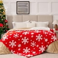 thumbnail image 3 of Christmas Throw Blankets, Red Snowflakes Sherpa Blanket for Holiday, Warm Winter Cabin Throw, Premium Microfiber & Soft Touch, Plush & Fluffy, Warm & Cozy for Couch, Sofa, Bed, 50"x60", 3 of 5