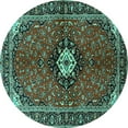 thumbnail image 1 of Ahgly Company Indoor Round Persian Turquoise Blue Traditional Area Rugs, 7' Round, 1 of 4