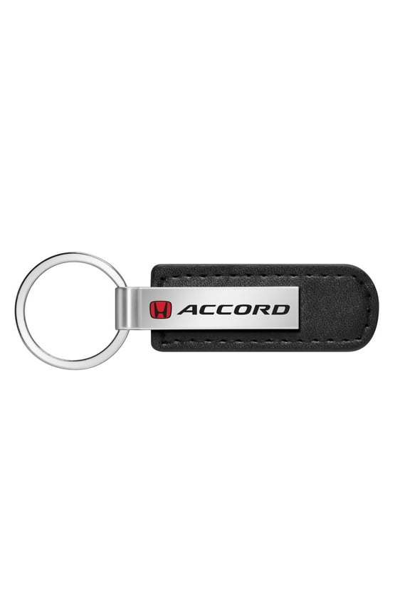 Honda Red Logo Accord Black Leather Strap Key Chain