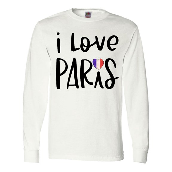 Inktastic I Love Paris French Flag Heart Long Sleeve T-Shirt