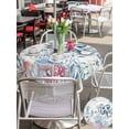 thumbnail image 4 of Outdoor Tablecloth with Umbrella Hole and Zipper, Coastal Octopus Round Table Cloth 54 Inch Waterproof Tablecloth, Beach Nautical Ocean Coral Seahorse Vintage Picnic Table Cover for Patio Camping, 4 of 7