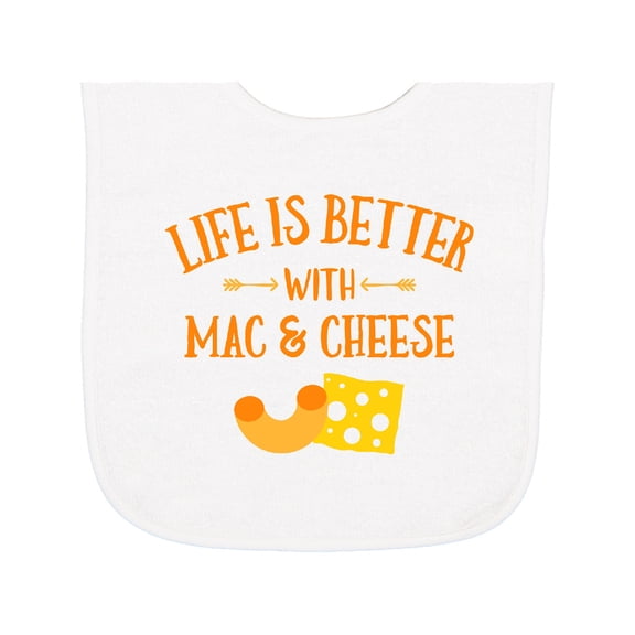 Inktastic Life's Better Mac & Cheese Baby Terry Cloth Bib