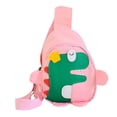 thumbnail image 4 of Mochila para niños, pequeña bolsa de pecho con diseño de dinosaurio, ideal para picnics al aire libre y senderismo. rosa, 4 of 9