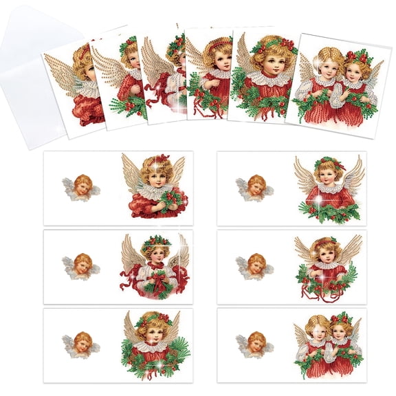 6pcs Diamond Painting Kit Greeting Cards, Angel 5D Handmade Art Birthday Holiday Gift Cards with Envelopes