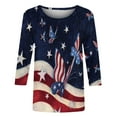 thumbnail image 4 of 4th of July 3/4 Sleeve Shirts for Women 2023 Dressy Summer American Flag Tops Womens Patriotic Casual Crewneck Striped Stars Tees, 4 of 4