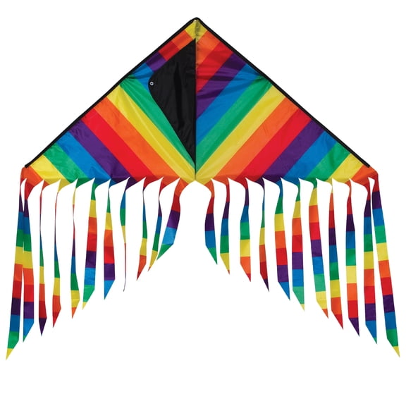 In the Breeze 3200 — Rainbow Stripe Flutterfly Delta Kite — Easy Flying, Single Line Kite for the Whole Family