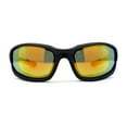 thumbnail image 2 of Choppers Classic Foam Pad Goggle Style Wrap Biker Sunglasses Matte Black Red Orange Mirror, 2 of 4