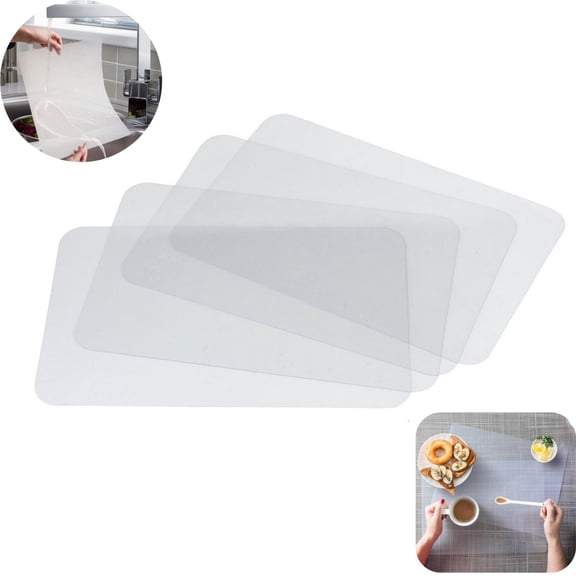 Clear Plastic Placemats Set of 4, 11x16.9 Inch Waterproof Table Mats, Easy Clean Transparent Desk Protectors for Dining, Kids Crafting & Office