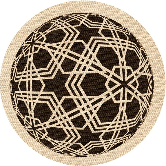 Ahgly Company Indoor Round Patterned Deep Peach Orange Area Rugs, 5' Round