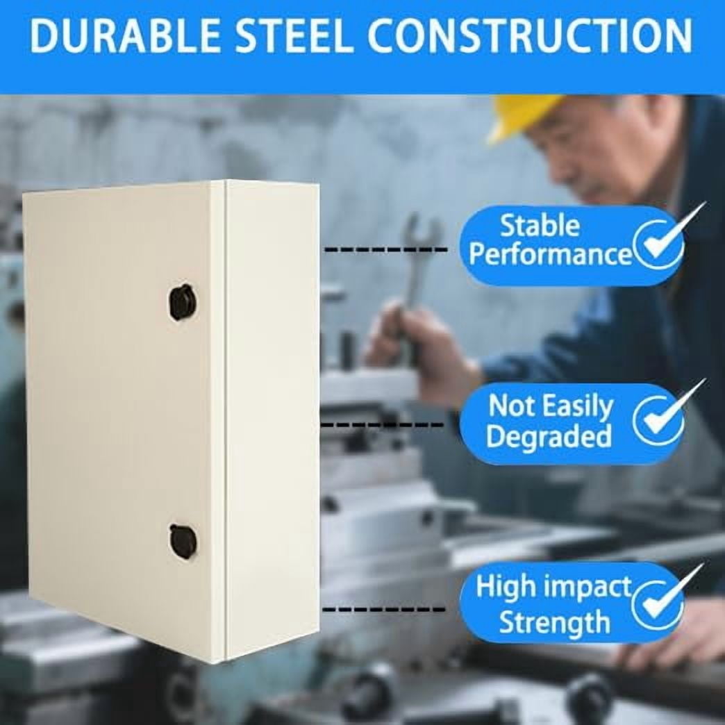 Electrical Enclosure 20x20x12 Carbon Steel Enclosure Box, IP66 Waterproof & Dustproof Electrical Metal Box for Indoor and Outdoor Wall Mounted, Grey