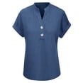 thumbnail image 5 of Kelon Women's Short Sleeve Shirts V Neck Button Sweaters Summer Going Out Basic Tee Cute Trendy Going Out Tops, S, 5 of 6