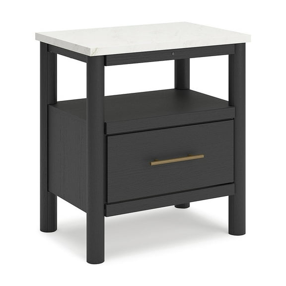 Signature Design by Ashley Cadmori Nightstand with Light and Wireless Charging, Black/White