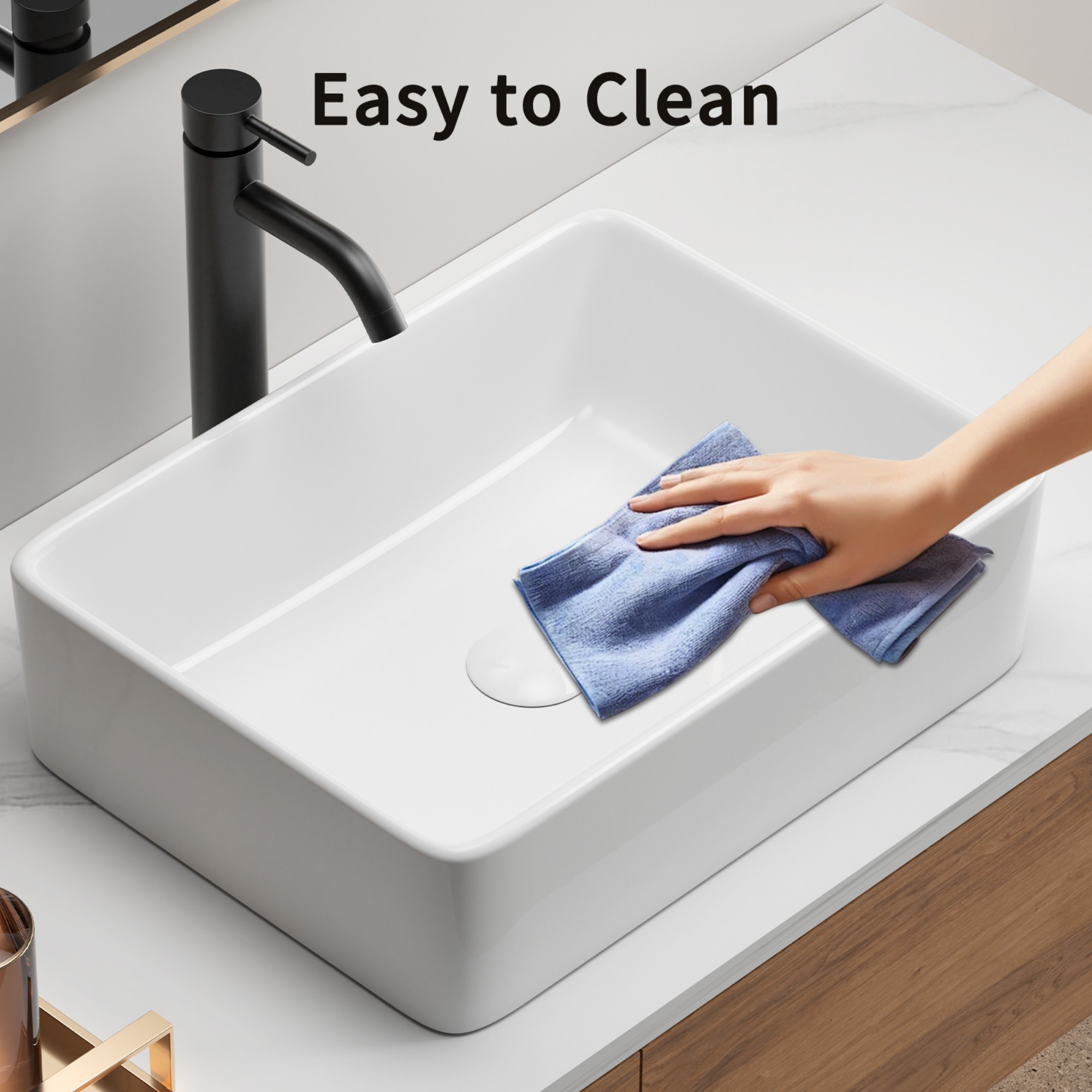 Bathroom Vessel Sink,Small Sink Above Counter,White Porcelain Ceramic,Bathroom Vanity Sink,Rectangle 02