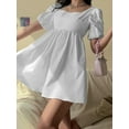 thumbnail image 3 of KARLSITEK Women Sexy Deep Square-Neck Short Sleeve Mini A-Line Dress, 3 of 5