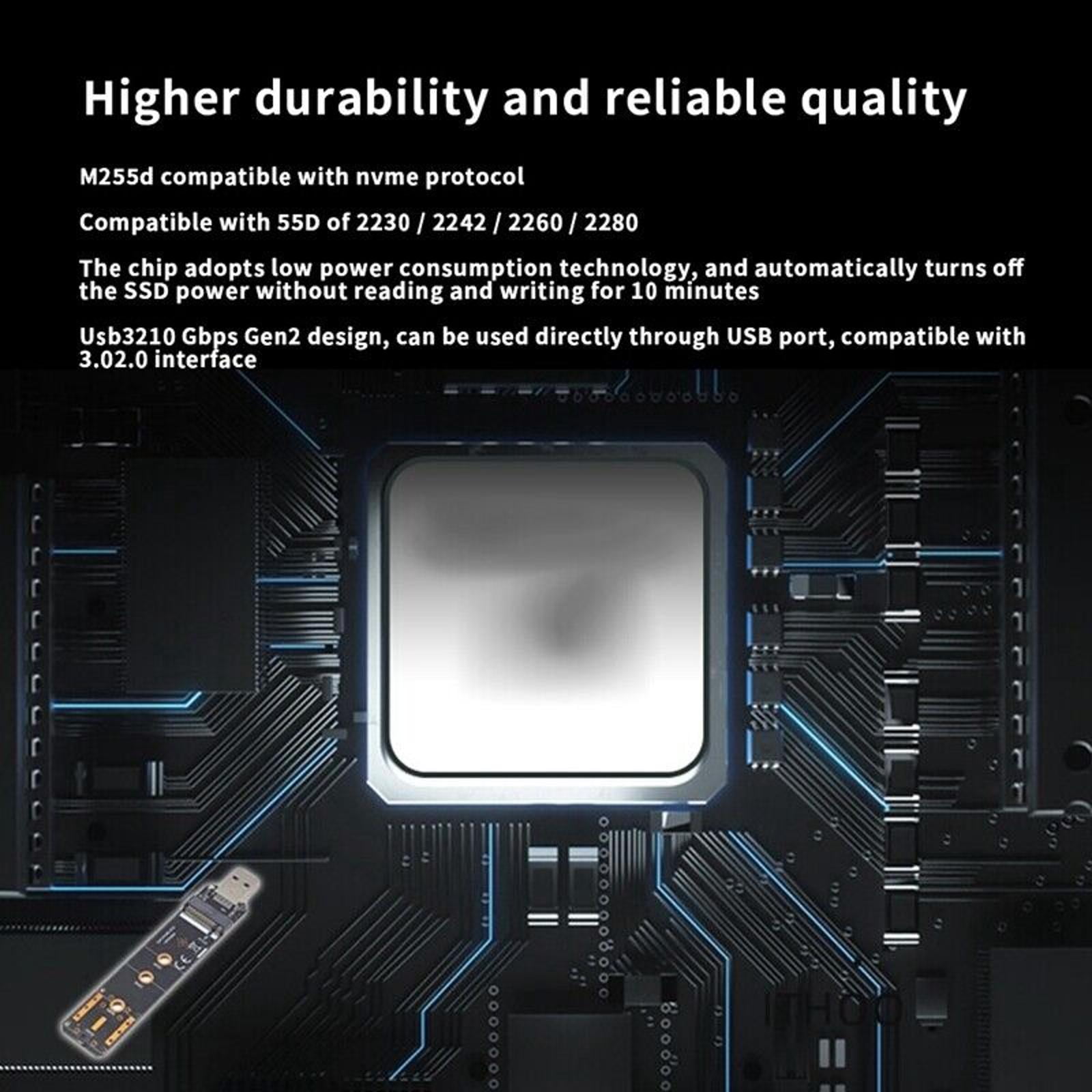 TAPDRA RTL9210 USB3.2 Gen 2 M.2 NVMe SSD Adapter High-Speed Data Backup, Plug and Play
