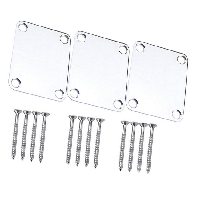 OULII 3Pcs Silver Guitar Neck Plate Metal Neck Joint Plate for Durable Guitar Use