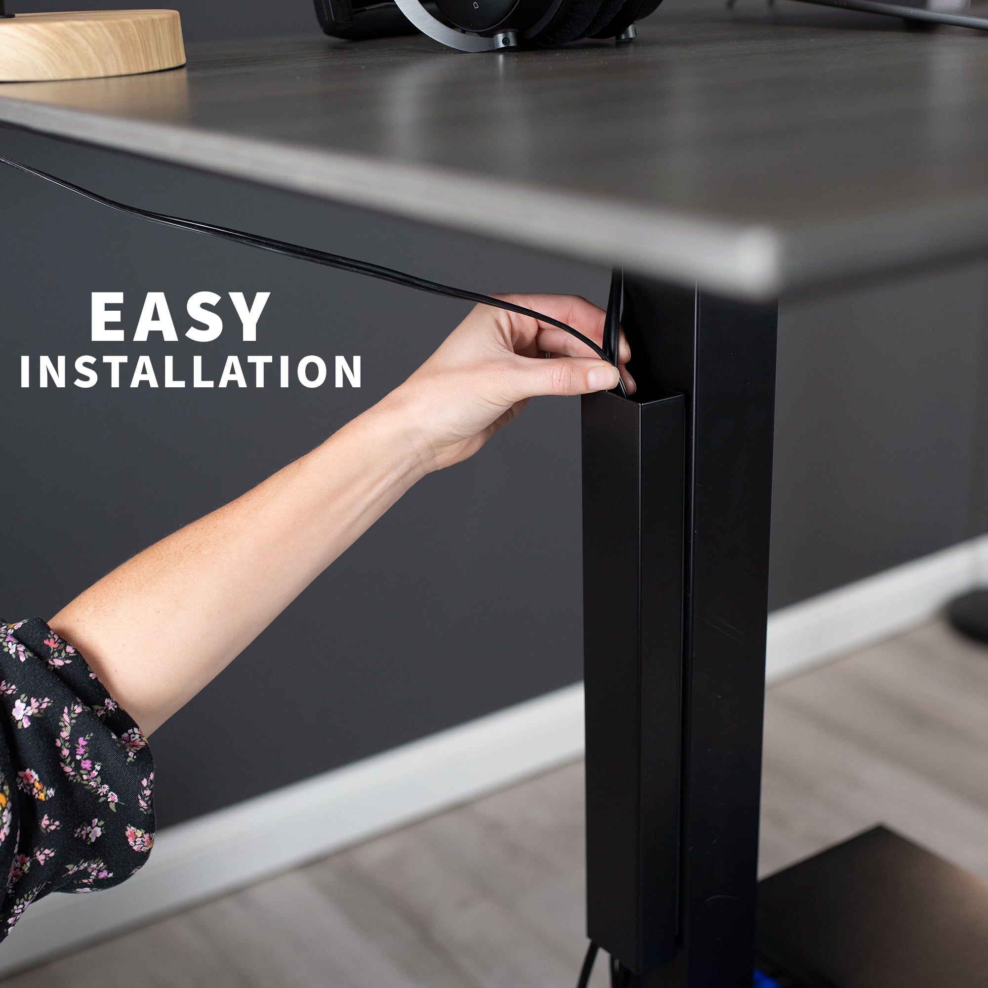 VIVO Black Magnetic Vertical Cable Management Channel, Wire Organizer