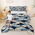 thumbnail image 2 of Feelyou Wave Ocean Fish Full Size Comforter Sets for Boys Girls, Tropical Beach Underwater Bedding Sets, Navy Beige, Blue Reversible, 3 Pieces, 2 of 6