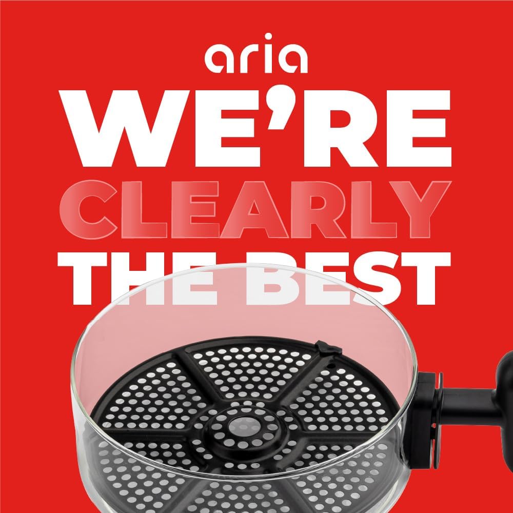 Aria Air Fryer, Non-Stick Ceramic Build, Dishwasher Safe Ceramic Non Toxic Large Sized Airfryer Basket, Touchscreen Display & Auto Shutoff, BPA & Teflon Free with Cookbook (4 Qt Flip Flop (2+2))