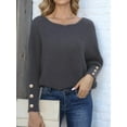 thumbnail image 4 of Women'S Off Shoulder Long Sleeve Solid Color Knitted Sweater Casual Loose Fall Trendy Pullover Tops Gray S, 4 of 9