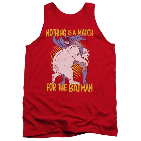 Batman Bear Wrastling Adult Tank Top-Red