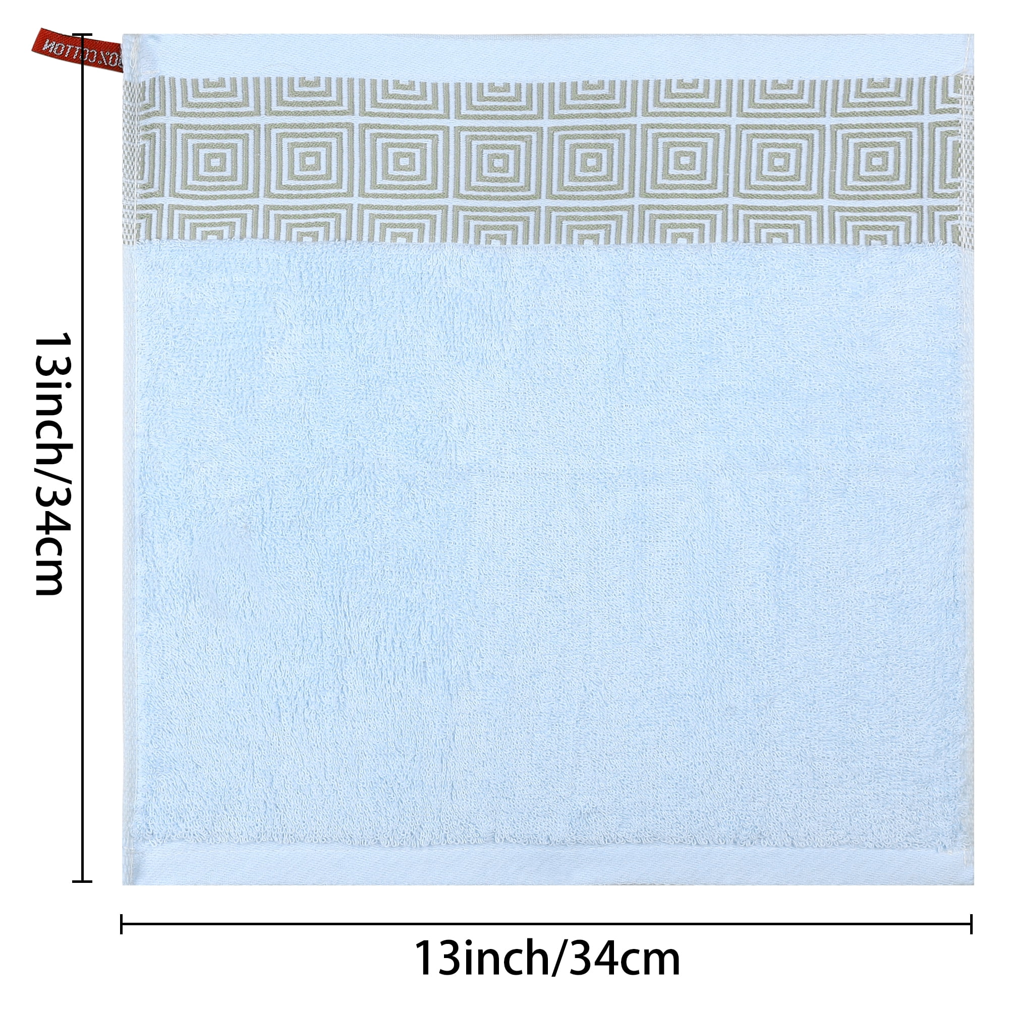 Unique Bargains Geometric Washcloths Set Cotton Bath Towels Low Lint Blue 4