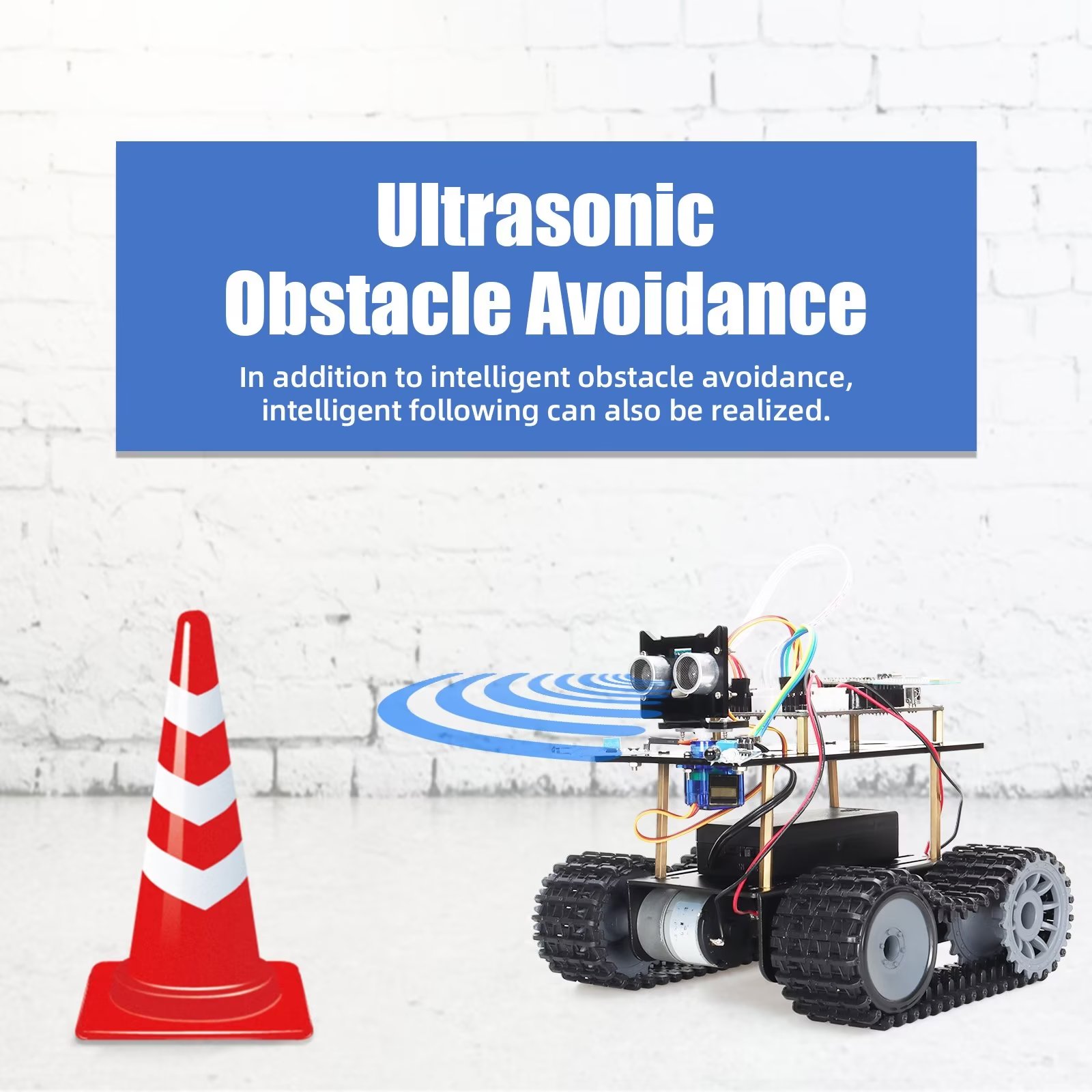 TSCINBUNY Smart Robot Car Kit, DIY Toy Car Robotic Kit Obstacle Avoidance IDE C/C++ Programmable Wireless Gesture Tank Smart Robot Car Kit