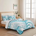 thumbnail image 5 of Quilts Twin Size, Coastal Shell Teal Blue Soft Comforter Bedding Set for Bed, Summer Ocean Shell Beach Lightweight Quilted Bedspread with Pillow Cover(2 Pieces) for All Season, 68x86 Inch, 5 of 9