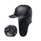 thumbnail image 4 of Gorro de piel de vaca 100 % auténtica para hombre, cálido para exteriores, para invierno, con protección para las orejas, de piel auténtica, para invierno (estilo de pelo negro), talla XL (57-58 cm), 4 of 4