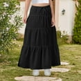 thumbnail image 6 of Kilaqueen Girls Maxi Skirt Ruffle Boho Casual Tiered High Waist A Line Flowy Long Skirt Kids Summer Swing Ankle Length Drawstring Skirts 4-15 Years, 6 of 9