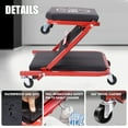 thumbnail image 6 of InBrave  36" 2-in-1 Folding Creeper and Seat, Triplex Foldable Mechanic's Creeper with 6 Swivel Casters, Low Profile Garage Stool, 330 lbs Capacity (Red), 6 of 9