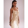 thumbnail image 5 of Apricot Sequin Slip Dress With Spaghetti Straps, Retro Sparkle Maxi Dress For Party Night Out, 5 of 6