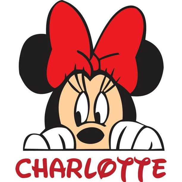 Personalized Name Vinyl Decal Sticker Custom Initial Wall Art  Personalization Decor Girl Minnie Mouse Disney Cartoon Character 14 Inches  x 14 Inches 